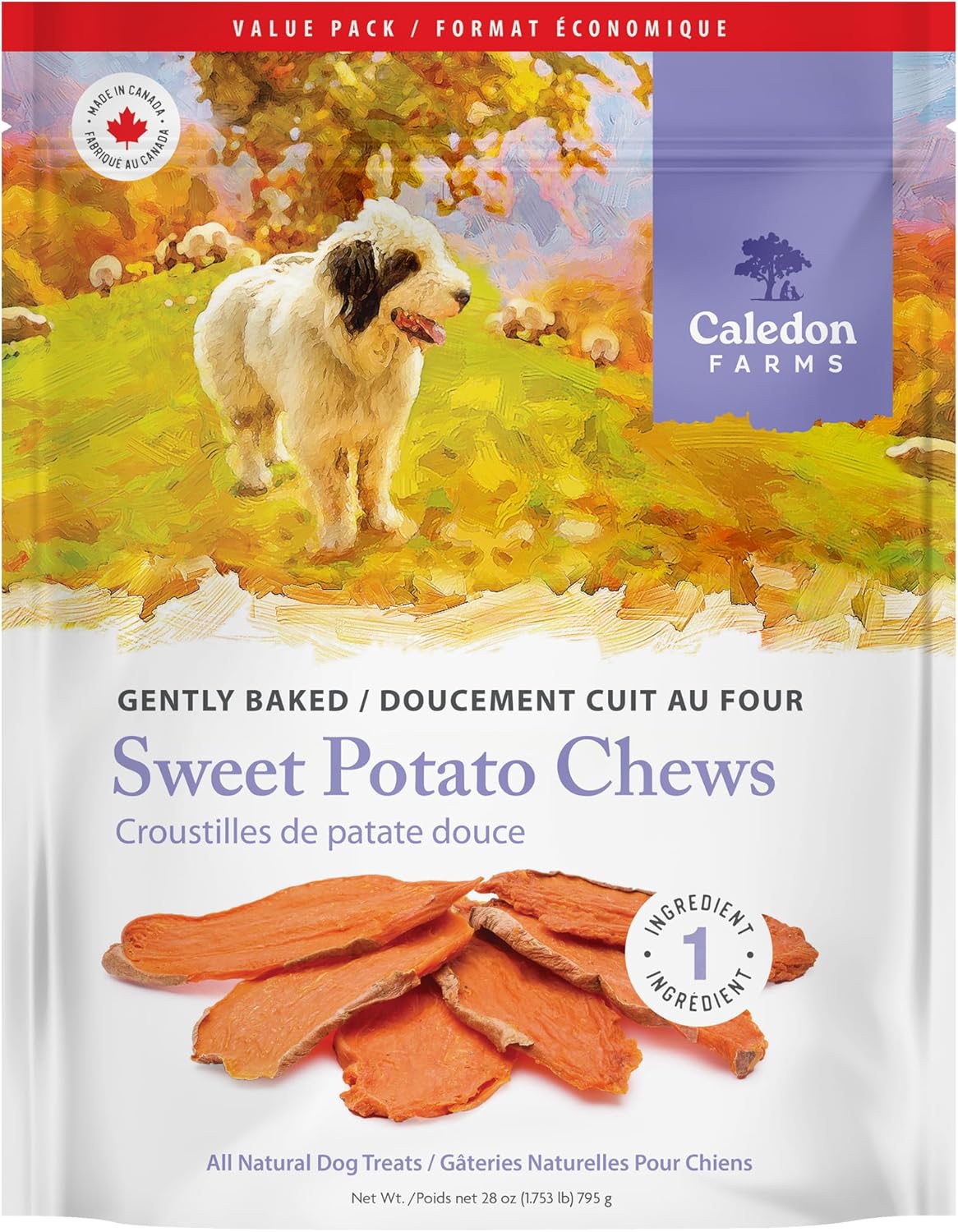 Caledon Farms Value Pack Sweet Potato Chews Dog Treats 28oz/795G