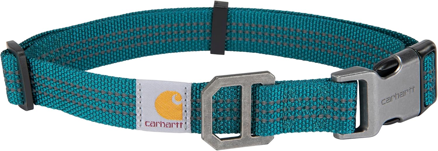 Carhartt Nylon Webbing Dog Collar, Fully Adjustable W/Durable Side Release Buckle, Shaded Spruce, Large
