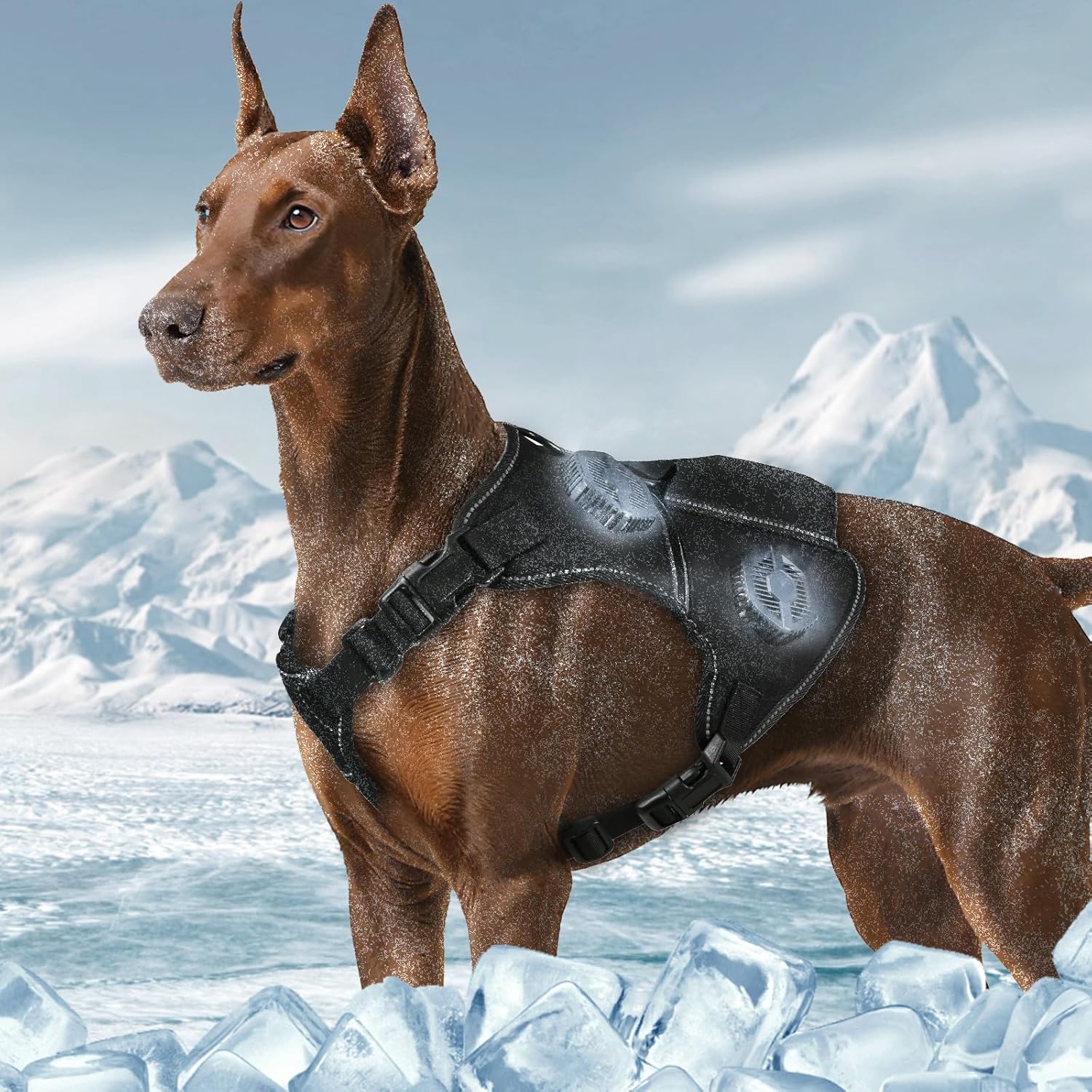 Climate-Control Dog Vest Harness | Cooling & Heating for All Seasons | Detachable Thermal Module with 10000mAh Battery | Durable Oxford Fabric & Ice-Silk Lining (L, Black)