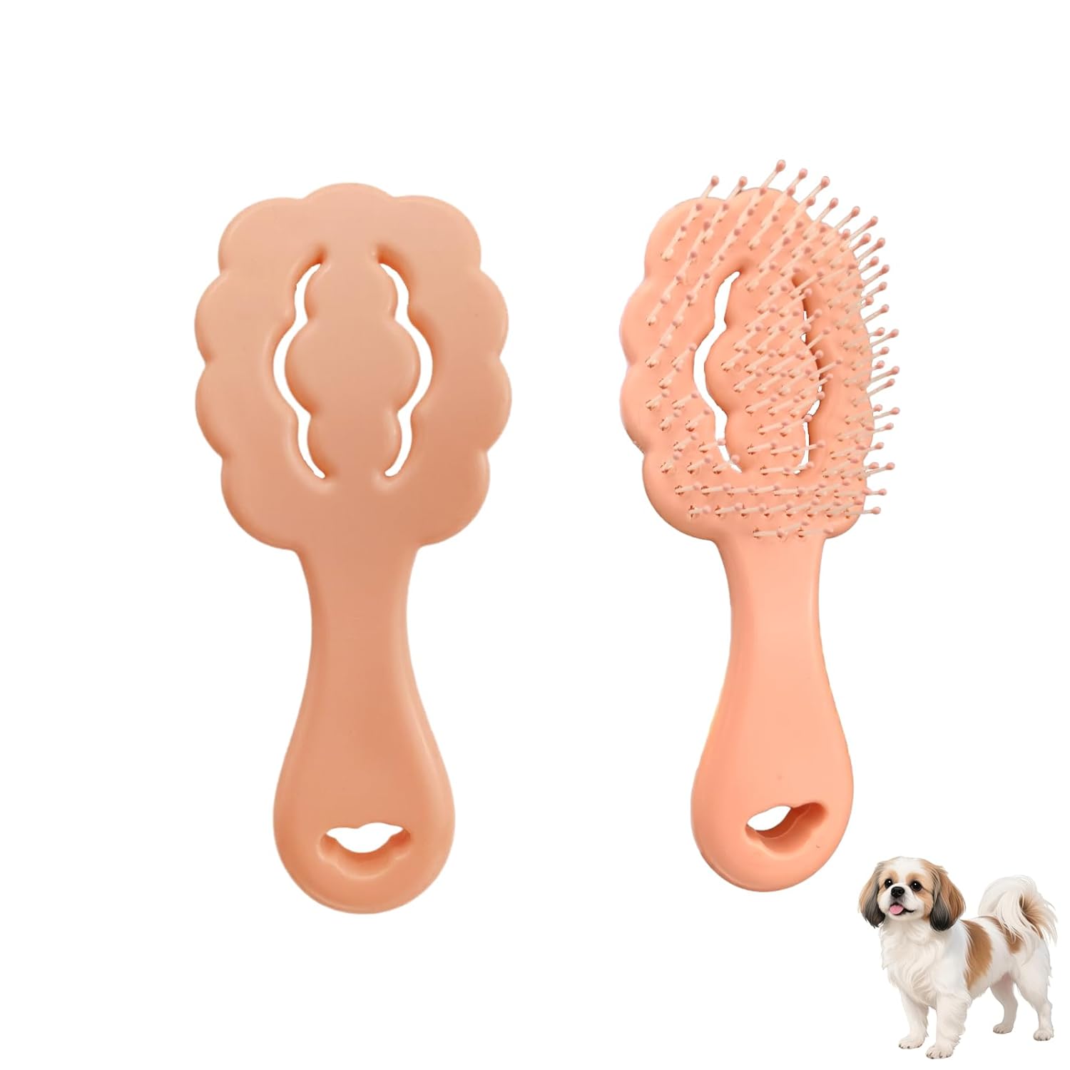 Cloud-Shaped Soft Bristle Small Dog Brush – Hollow Back Design for Easy Grooming – Ideal for Yorkie, Shih Tzu, Maltese Maltipoo Pomeranian- Puppy Essentials, Pet Hair Removal Essentials (Pink)