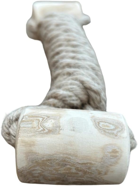 Coffee Wood Dog Toy – Eco-Friendly, Durable, Non-Toxic Hemp Rope Dog Toy – Tough Chew & Tug Toy for Moderate Chewers – Safe Outdoor & Indoor Play for Large Dogs, (1.5”x 9”x 2”)