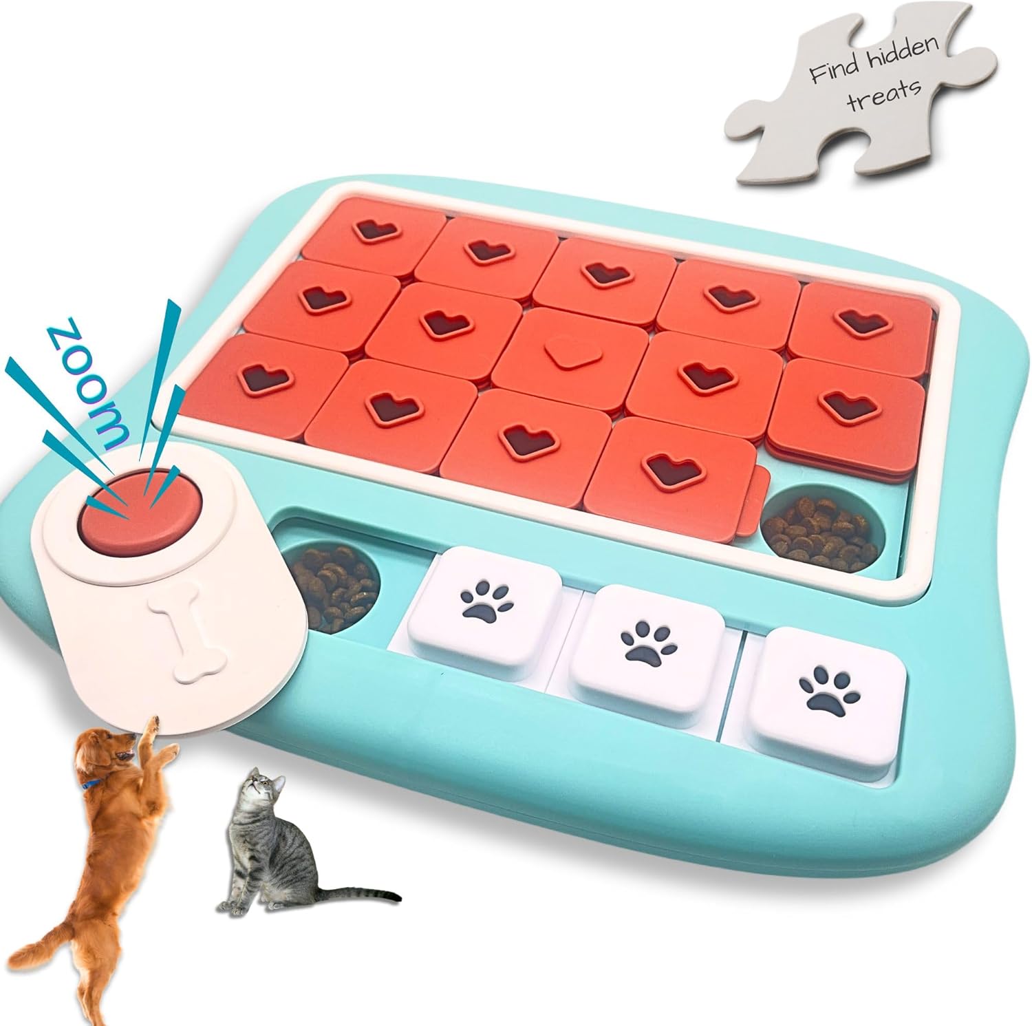 DUDULOVY Dog Puzzles for Smart Dogs,Level 3 Interactive Dog Treat Puzzle for Iq Training, Dog Puzzle Toy for Large Medium Small Dogs with Squeaky Dog Button Design