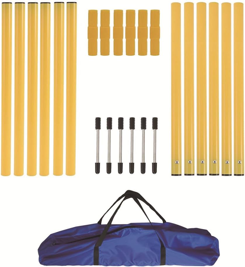 Dog Agility Equipment, Agility Poles, Dog Jumps, Outdoor Obstacle Course with 6 Weave Poles and Adjustable Jump Bar, Partial Gift Conversion Buckle (Blind Box) Yellow