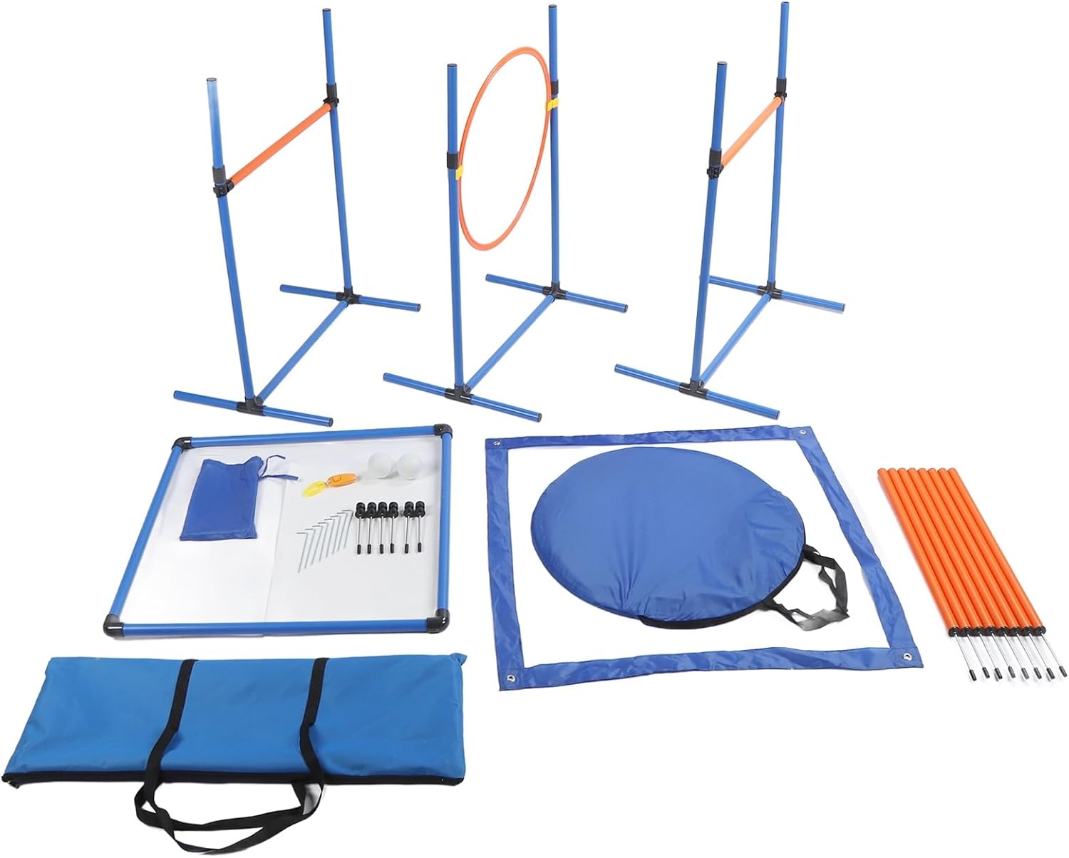 Dog Agility Training Equipment, Collapsible Tunnel Jump Ring Poles Dog Obstacle Training Kit, Dog Obstacle Course Training Starter Kit Dog Agility Course Backyard Set Pet Outdoor Game for Yard Outdoor