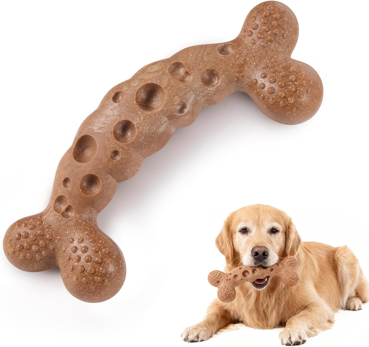 Dog Chew Toy for Aggressive Chewers Bacon Flavored Indestructible Dog Bone Toys for Medium/Large Breed to Keep Them Busy