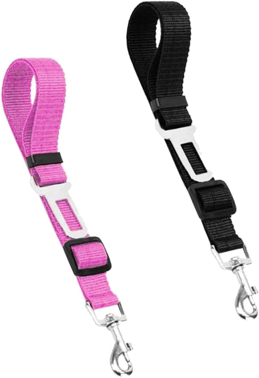 Dog Seat Belts 2 Pack Dog Car Seat Belts Adjustable Seat Belt for Car, Dog Seatbelt, Seat Belt for Dogs in Car Pet Seat Belts for Dogs, Cats and Pets(Black Pink)