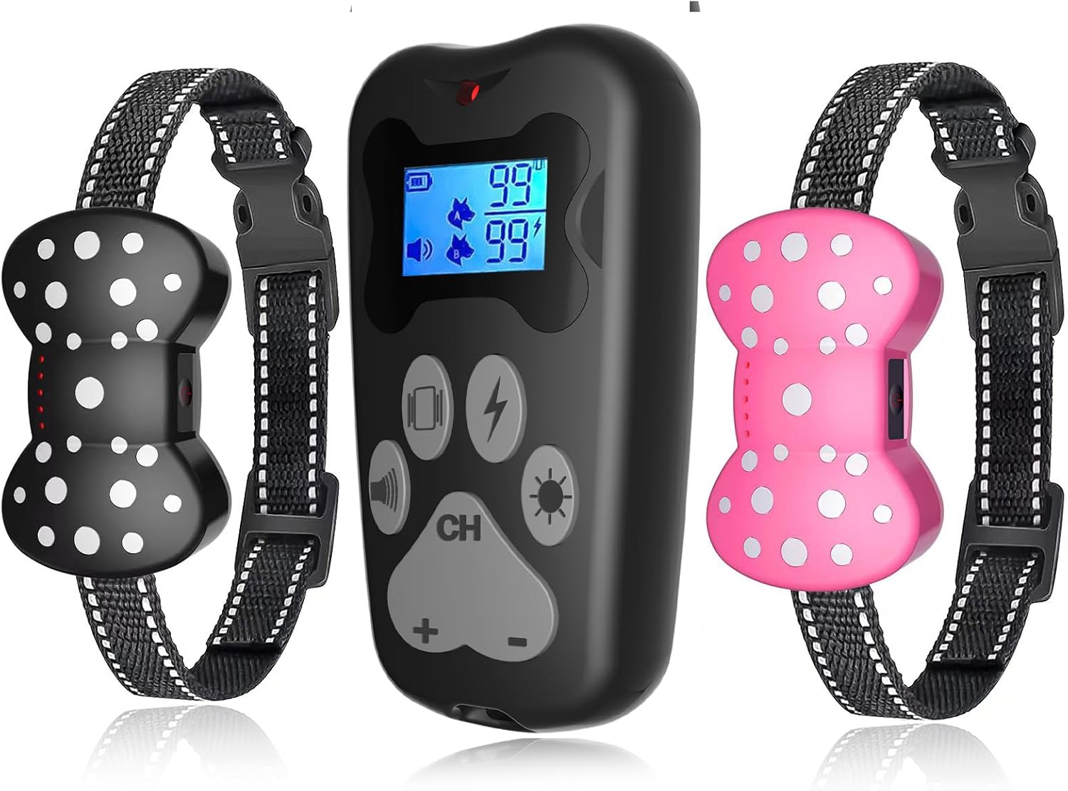 Dog Shock Collar-3000FT,Shock Collar for Dogs with Remote Control, 3 Modes (Beep, Vibration, Static) 2 Dogs Rechargeable Bark Collar for Small, Medium, Large Dogs | Humane Anti-Bark Training
