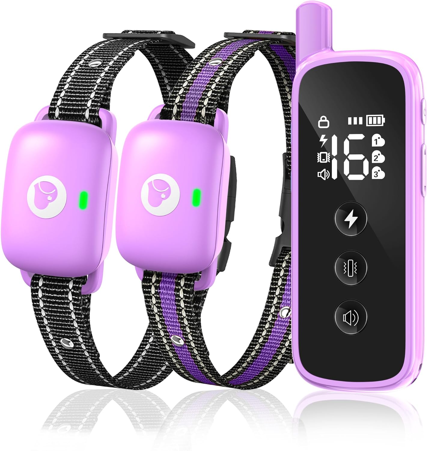 Dog Shock Collar with Remote Control – Rechargeable Training Collar for Dogs, Beep/Vibration/Shock, Security Lock, 2600FT Range IP68 Waterproof Electric Collar for 10-120lbs All Breeds, Purple