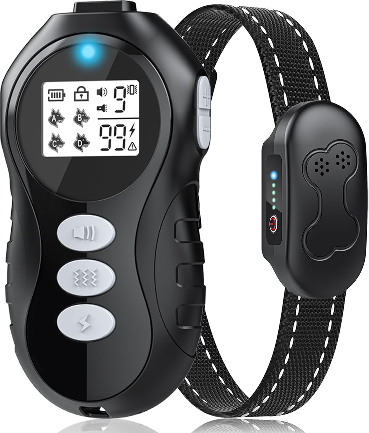 Dog Shock Collar with Remote Control – Shock Collar for Dogs IPX7 Waterproof Dog Training Collar with Beep Vibration Static Flashlight Long-Lasting Battery Safe Training for Dogs 10–120 lbs Blk