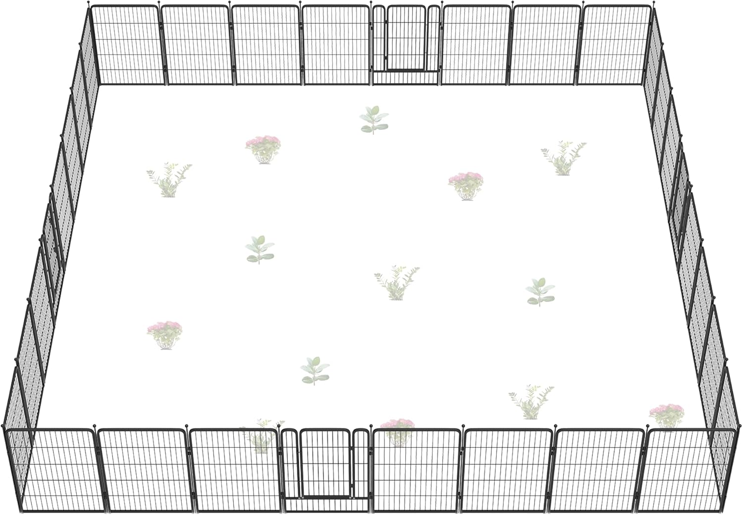 FXW Garden Fence Outdoor for The Yard – 40in(H) x 72.9ft(L) Heavy Duty Metal Animal Barrier for Dog and Rabbit, Decorative Dog Fence, 32 Panels, Black