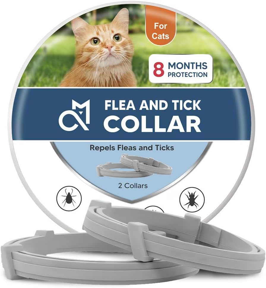 Flea Collar for Cats, Tick Collars for Cats,8 Months Protection,Plant Ingredients, Cat Flea Tick Collar -2P