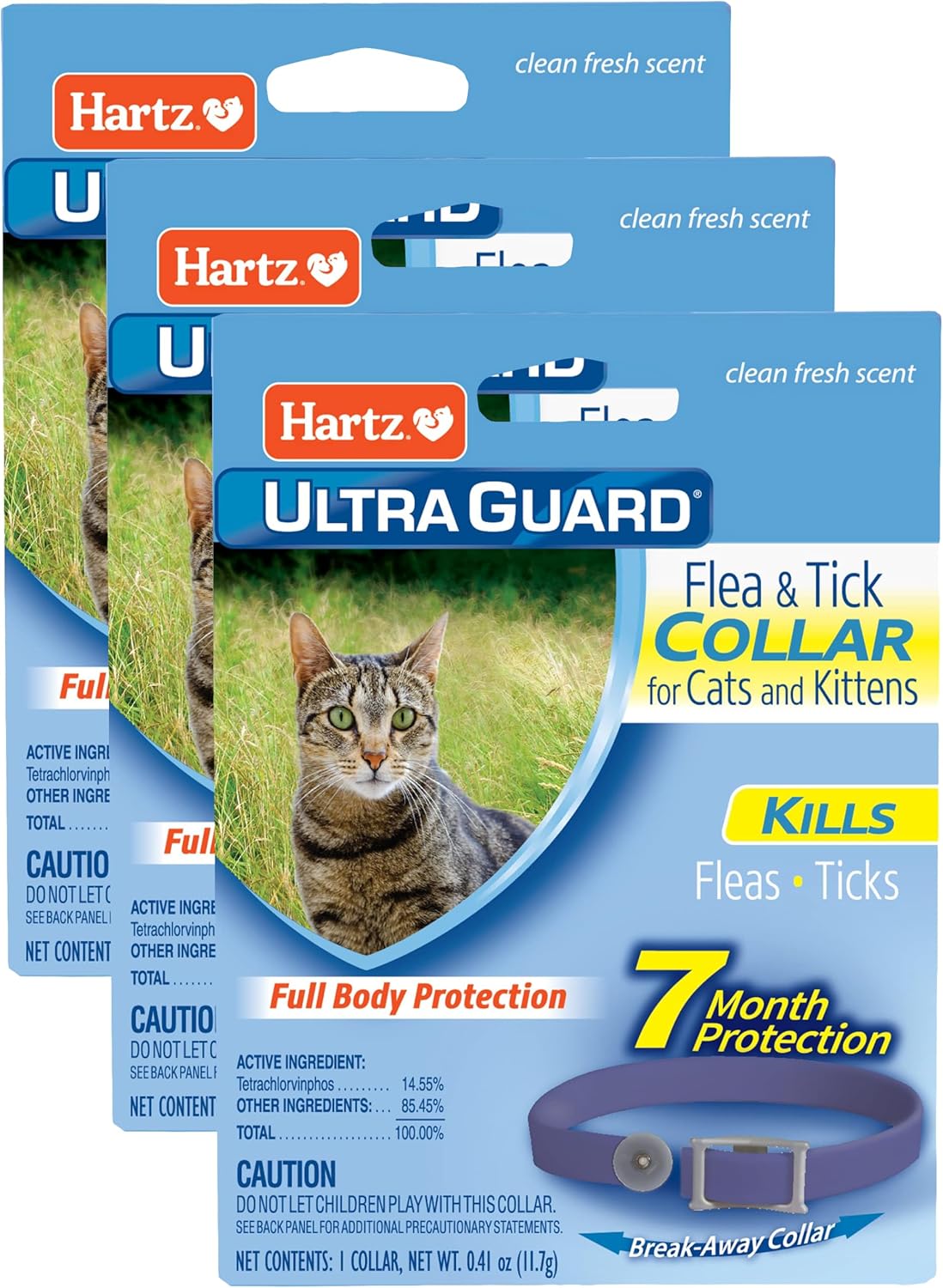 Hartz UltraGuard Purple Flea & Tick Collar for Cats and Kittens – 7 Month Protection (Pack of 3)