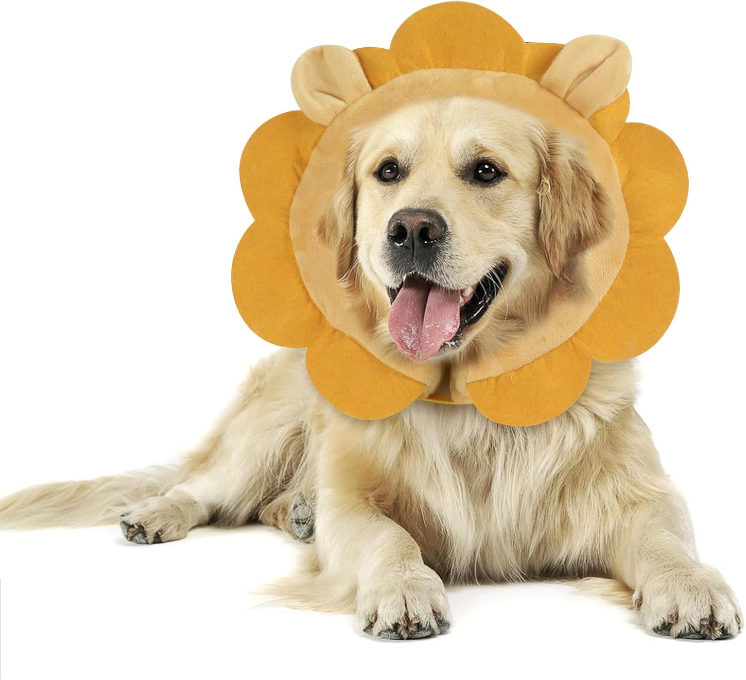 IEUUMLER Inflatable Recovery Dog Collar, Protective Donut Cone, Adjustable Soft Collar for Dog and Cat After Surgery Prevent from Biting & Scratching EU002 – Brown Lion M