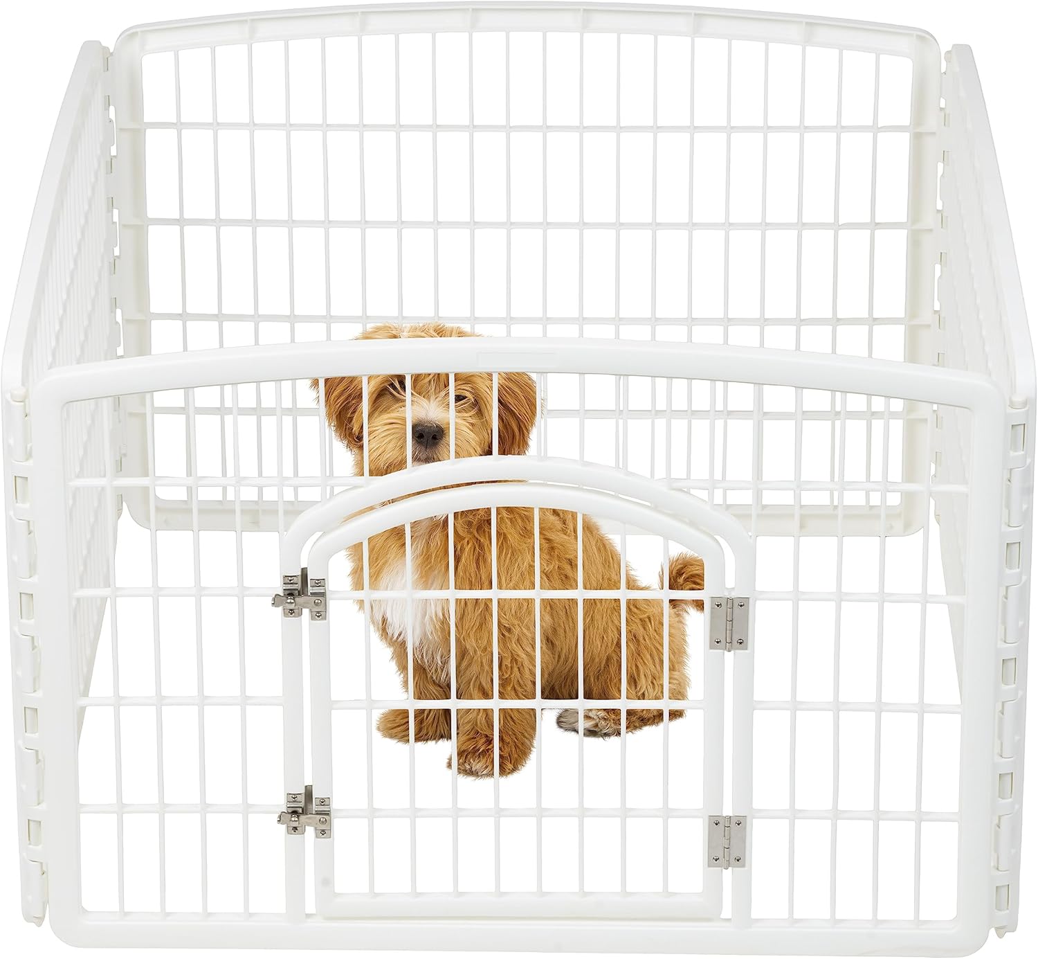 IRIS USA 24″ 4-Panel Dog Puppy Playpen Fence Enclosure with Dog Gate Door – Indoor Pet Playpen – 4 or 8 Panel