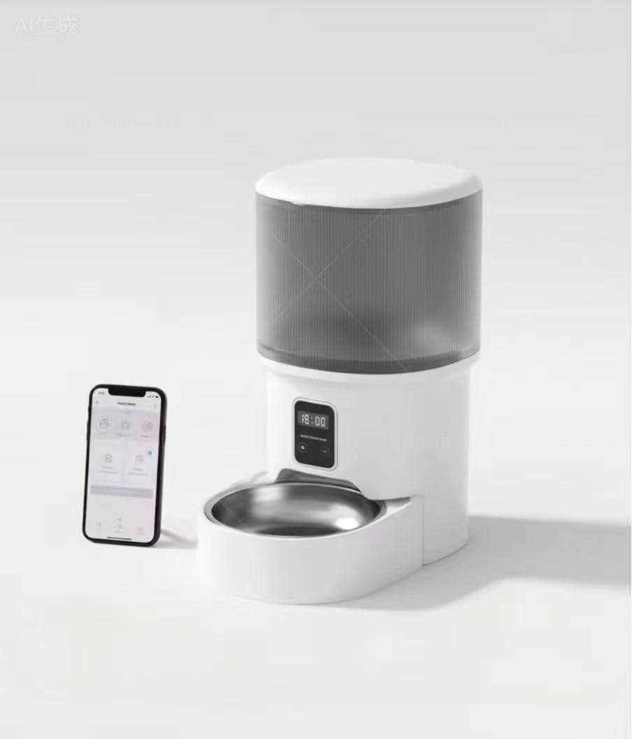 Intelligent Pet Automatic Feeder – Smart APP Remote Control, Food Freshness Preservation, Anti-Jam Design, Dual Power Supply (Plug-in & Battery), Easy to Clean for Uninterrupted Feeding When Away