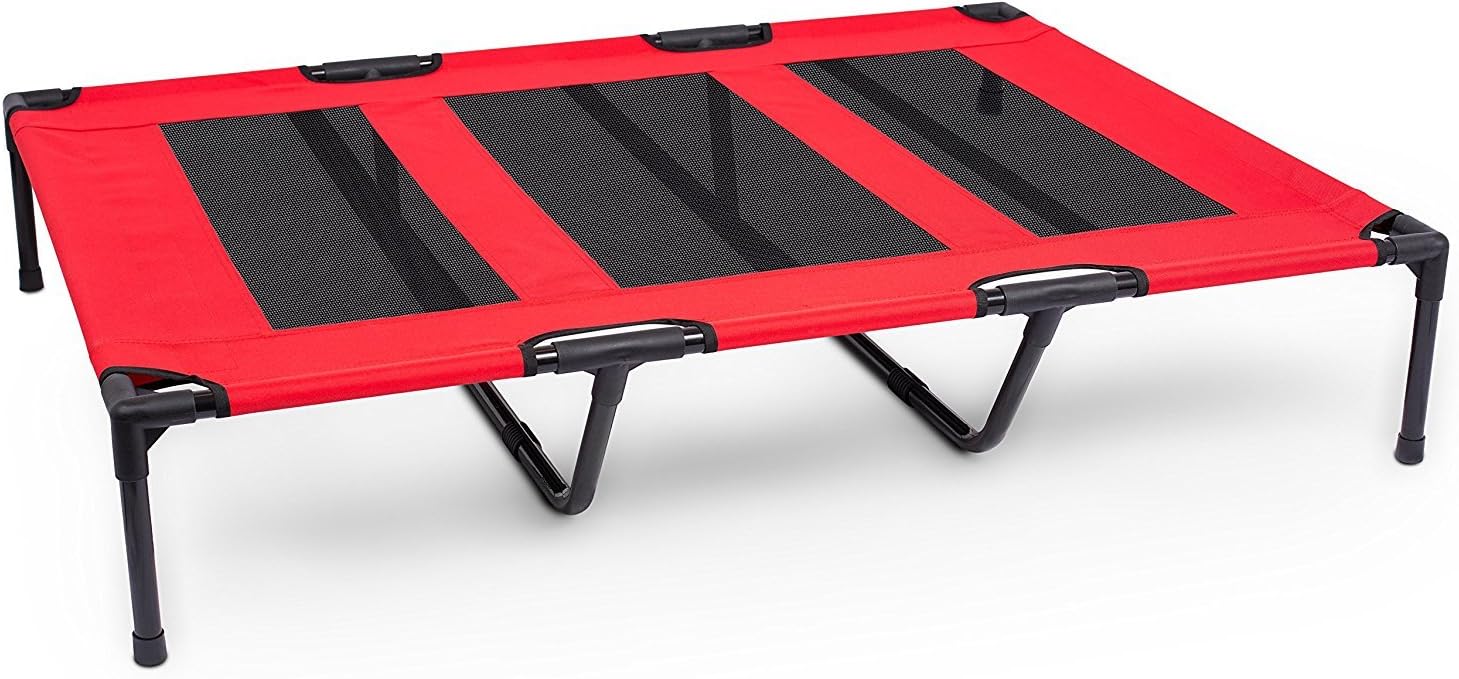 Internet’s Best Dog Cot | 48 x 36 | Elevated Dog Bed | Cool Breathable Mesh | Indoor or Outdoor Use | Large | Red