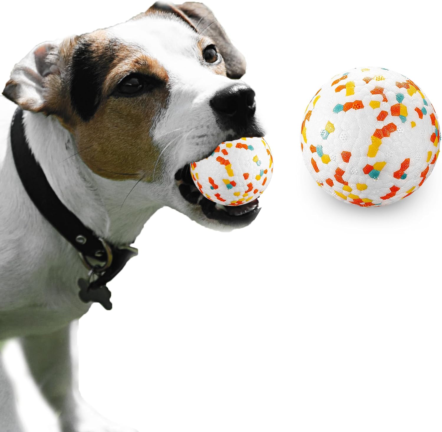 JEROCK Dog Balls, Indestructible Dog Toy Ball for Aggressive Chewers, Durable High Elasticity Interactive Ball for Training Dog Catch and Fetch, Large Medium Small Dog and Puppies(2.5in, 1pcs)