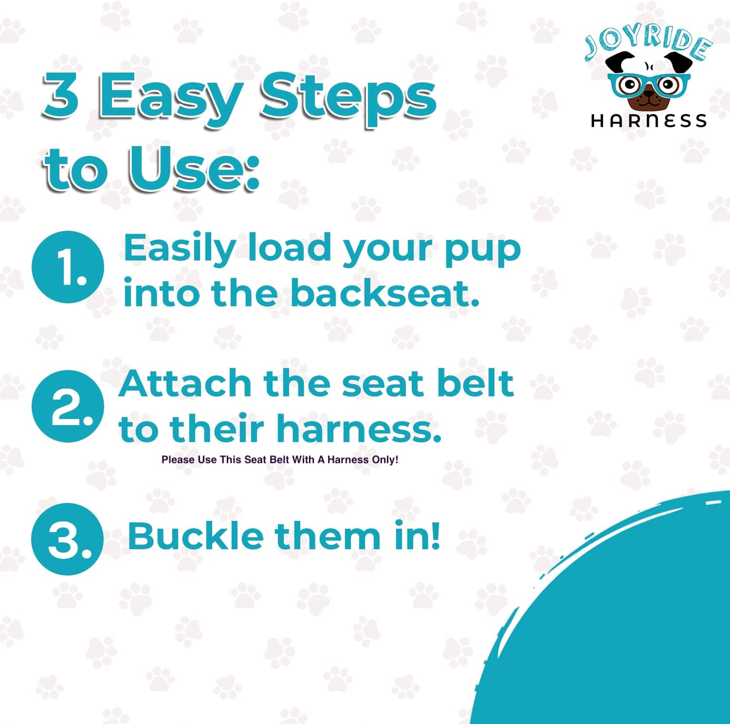 Joyride Harness Dog Safety Seat Belt – 23.5 x 1 in, Adjustable Car Safety Buckle, Thick Heavy Duty Nylon, Secure and Convenient Vehicle Latch, Variety of Colors Available