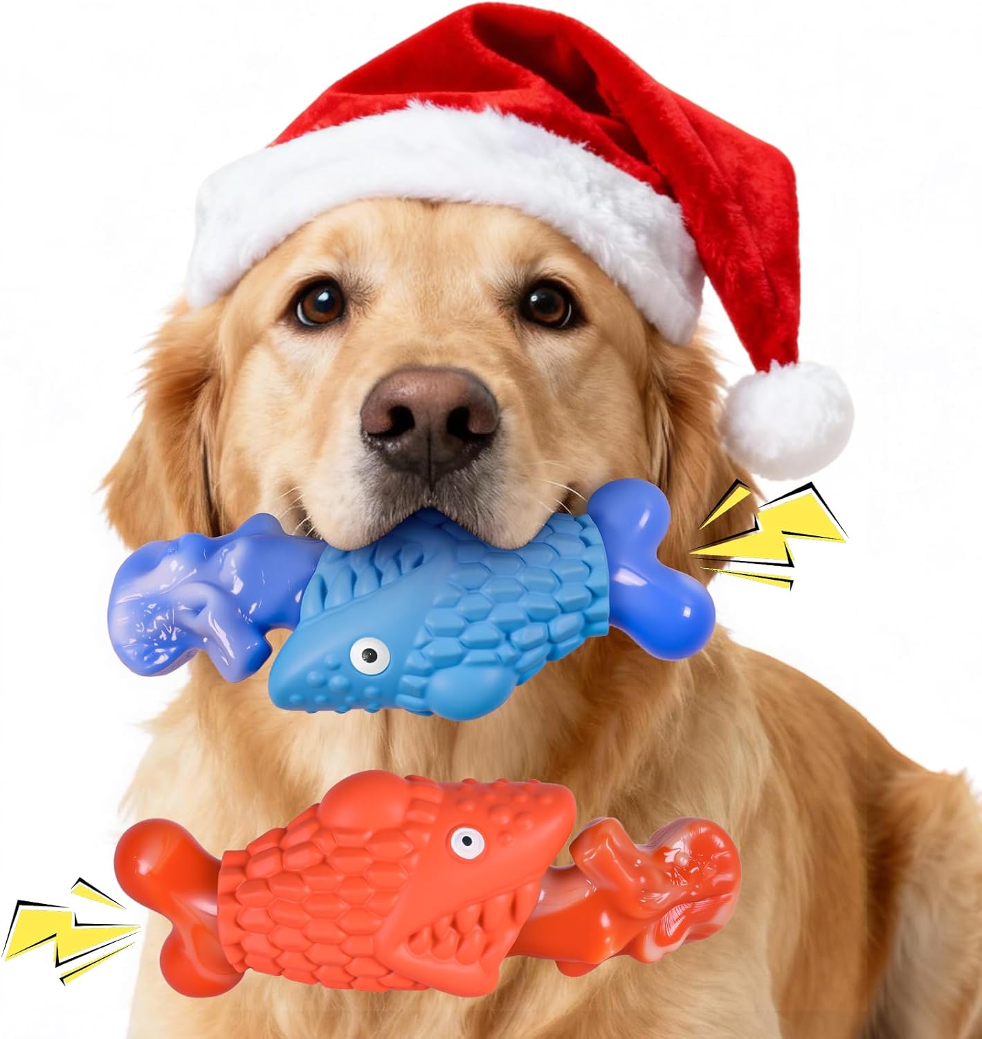 Kseroo Tough Dog Toys for Aggressive Chewers: 2 Pack Indestructible Dog Toys to Keep Them Busy, Tough Chew Toys for Large Dogs, Nylon & Rubber Dog Chew Bones, Squeaky Dog Toy for Large Breed