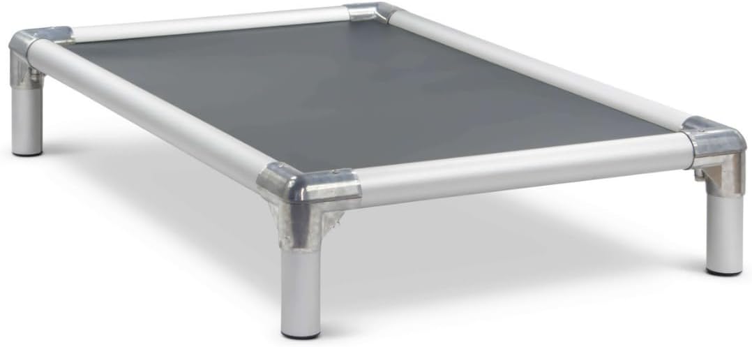 Kuranda Chewproof Elevated Dog Bed – Silver Aluminum – 40″ x 25″ – Heavy Duty Vinyl – Smoke