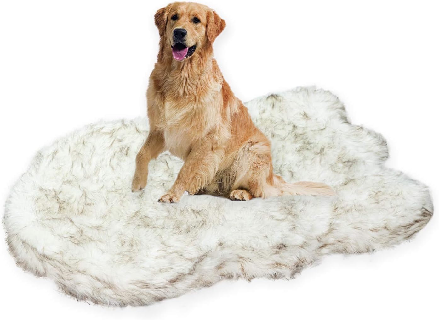 Laifug Luxury Faux Fur Dog Bed – 5-inch Thick Grade Ultra Soft Memory Foam with Removable Faux Fur Cover, Waterproof Liner (Gray-Brown, White)