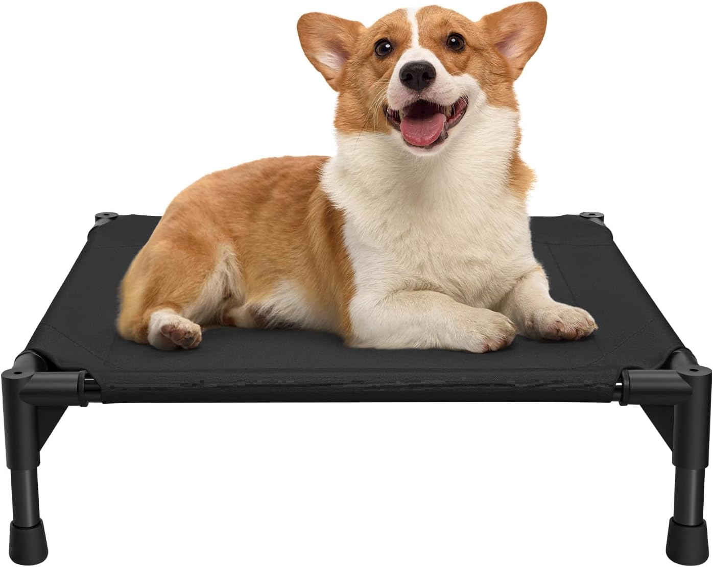 Love&go Elevated Dog Bed with Metal Frame, Cooling Raised Pet Cot for Dog and Cat (S – Black, Small-18.5×18.5×5.5 inch)
