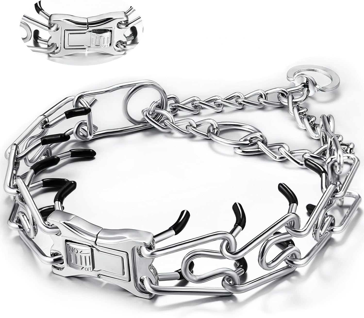 MOZETO Dog Collar, Adjustable Quick Release Stainless Steel Dog Training Collar with Metal Buckle for Small Medium Large Dogs