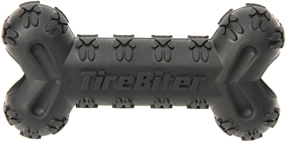 Mammoth TireBiterII Bone with Treat Station – Natural Rubber Dog Toys for Extreme Chewers – Dog Toys for Extra Long Interactive Play – Aggressive Chewer Toys for Dogs – Large 7.25