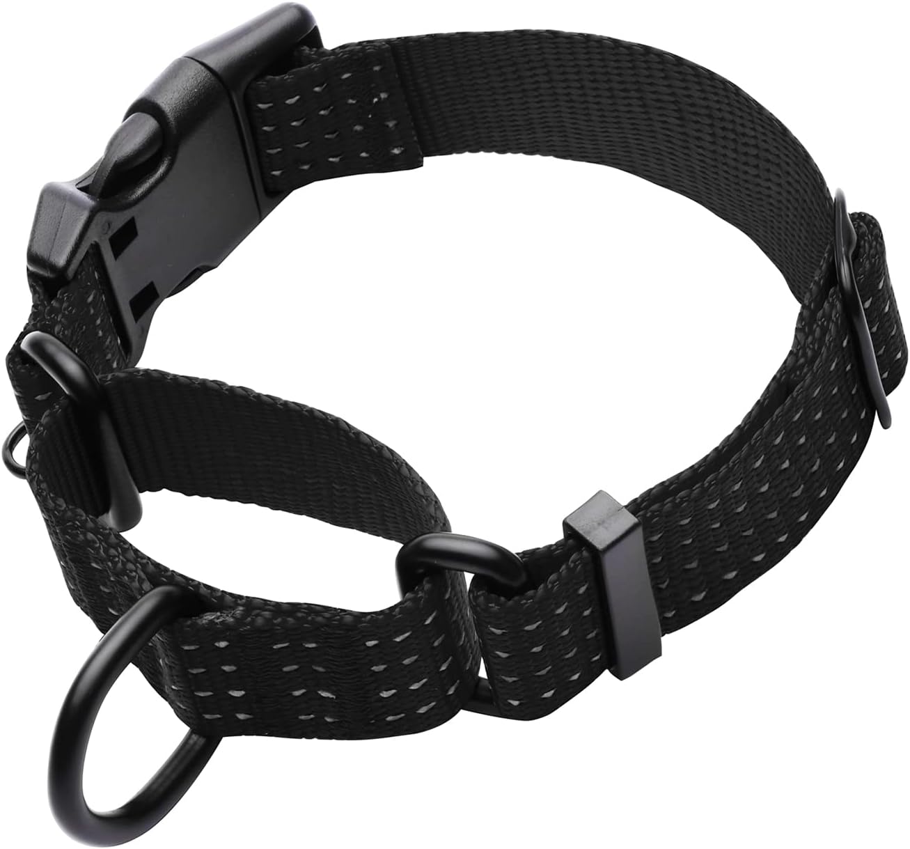 Martingale Collar for Training Dogs. Adjustable Reflective Dog Collars with Buckle- NO Pull-Prevents Slipping Out, for Medium Large XL Dogs. Helps with Strong pullers(M, Black)