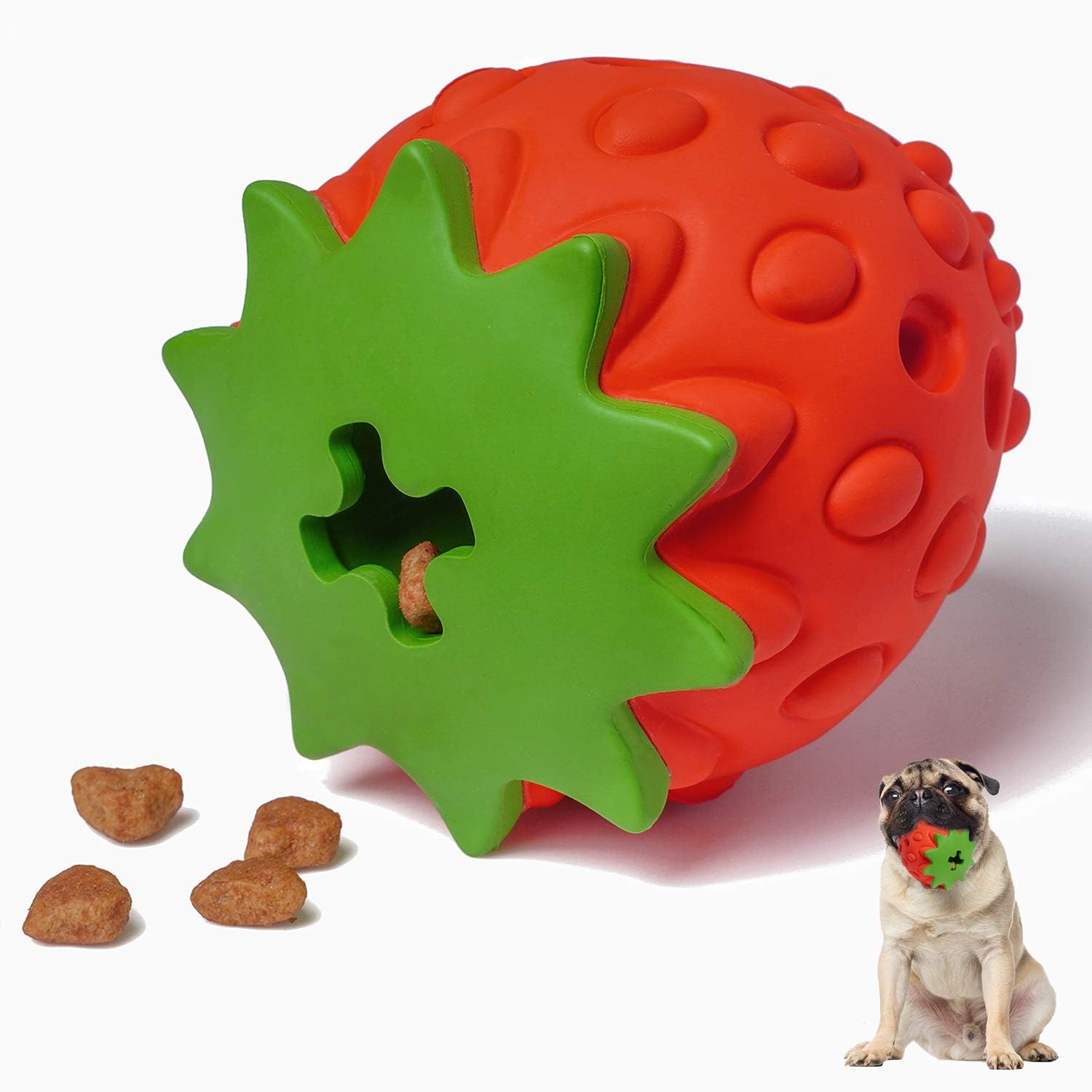 MewaJump Dog Puzzle Toys Rubber Chew Toys,Treat Food Dispensing Toy for Teeth Cleaning Dog Ball Toy Interactive Enrichment Toys for Puppy, Small, Medium, Large Breeds