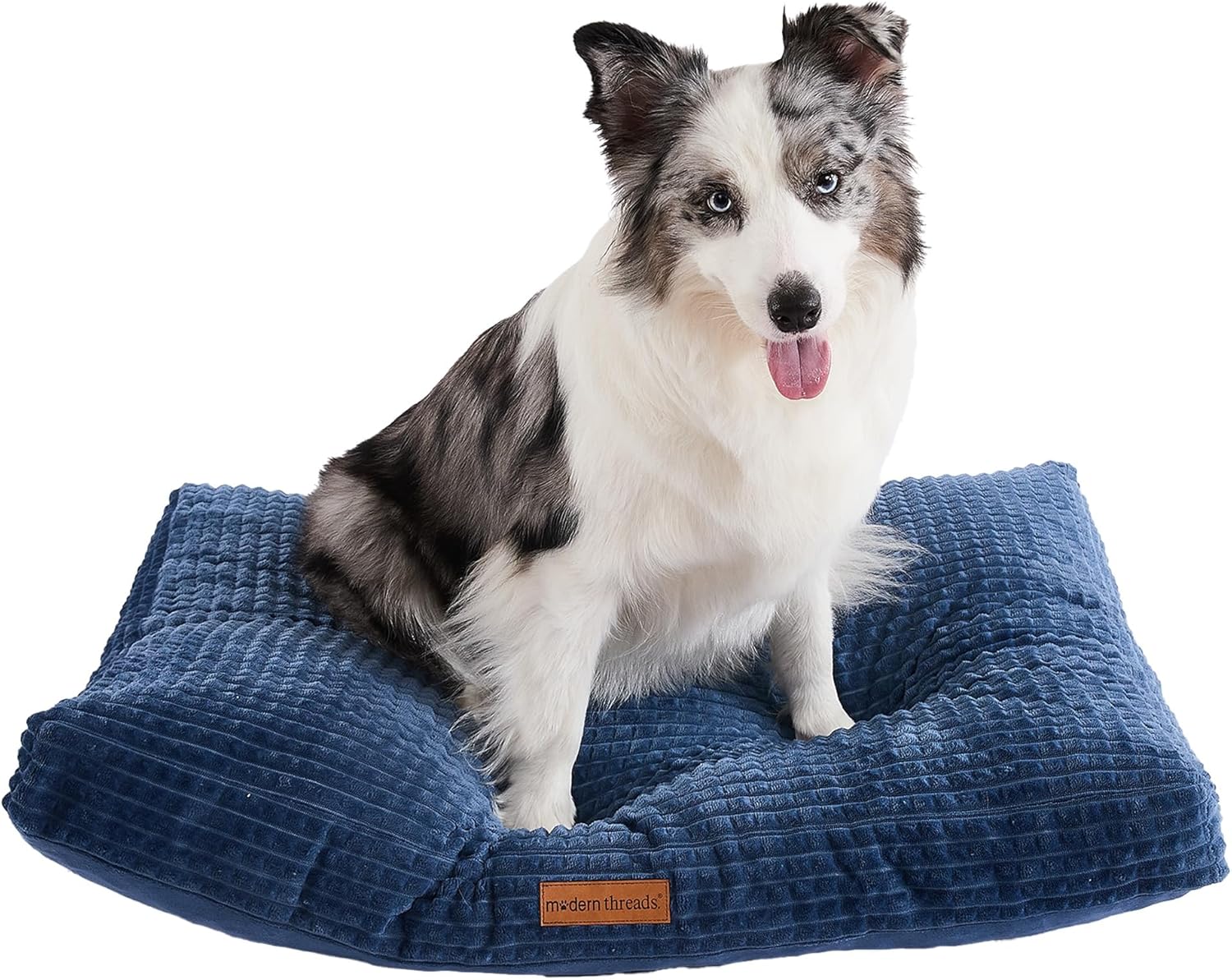Modern Threads Ultra Plush Orthopedic Memory Foam Pillow Bed for Large Dogs with Supportive Filling and Stylish Textured Design, Blue, (36″ L x 27″ W x 4″ Th)