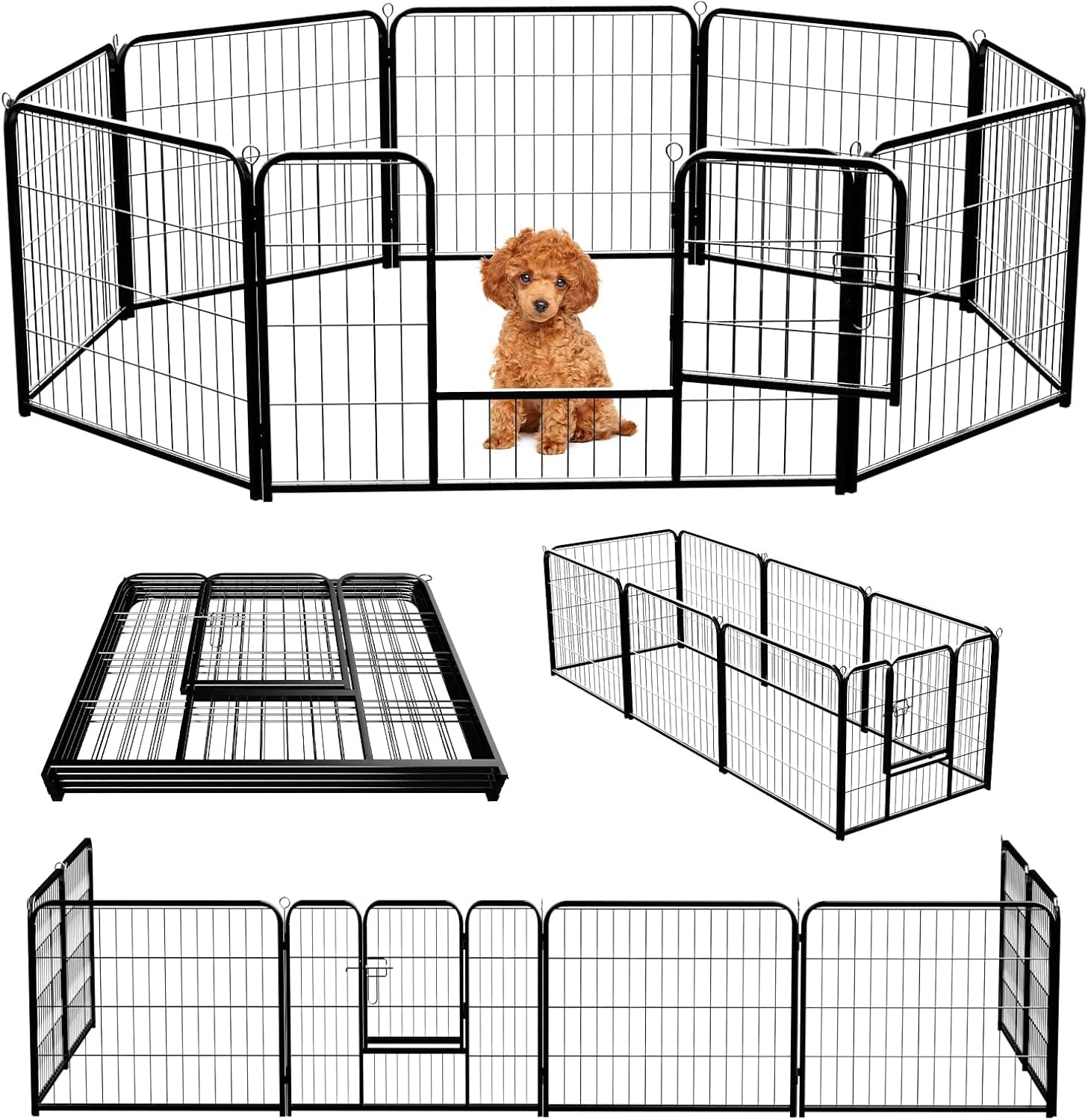 NEWBULIG Dog Playpen 8 Panels 24″ Height Foldable Heavy Duty Metal Dog Exercise Playpen Puppy Fence for Indoor Outdoor Yard