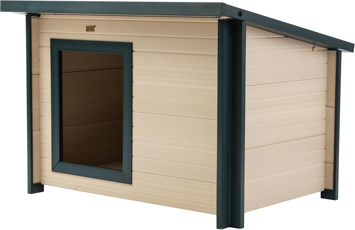 New Age Pet ECOFLEX Rustic Lodge Dog House for Medium Dogs up to 110lbs – Weatherproof, Easy Clean Outdoor Shelter – 10 Year Warranty