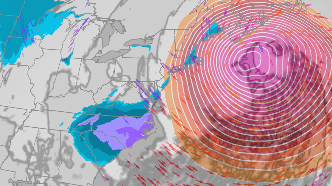 Nor’easter, Winter Storm With Heavy Snow In Carolinas, Virginia