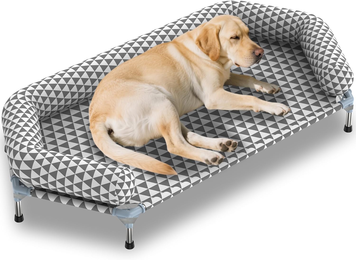 Orthopedic Dog Beds for Large Dogs – Removable Bolsters & cleanable Cover,Elevated Outdoor Dog Bed,Easy to Assemble,Up to 130lbs,Extra Large
