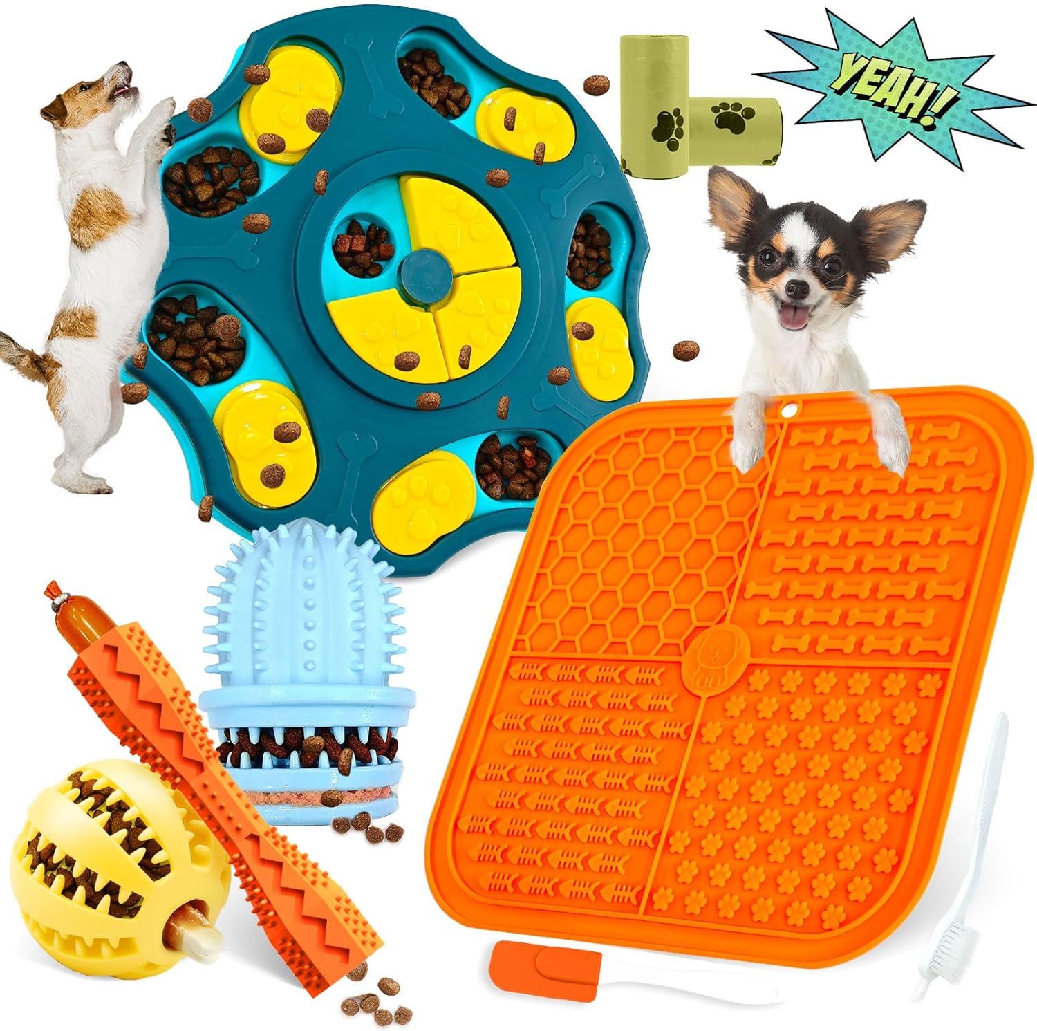 PETCARE 9 PCS Interactive Enrichment Dog Puzzle Toy Set, Mentally Stimulating Cognitive Dogs Toys for Small Medium Smart Dogs Cat, Includes Treat Dispensing Dog Toys, Lick Mat, Puppy Teething Chew Toy