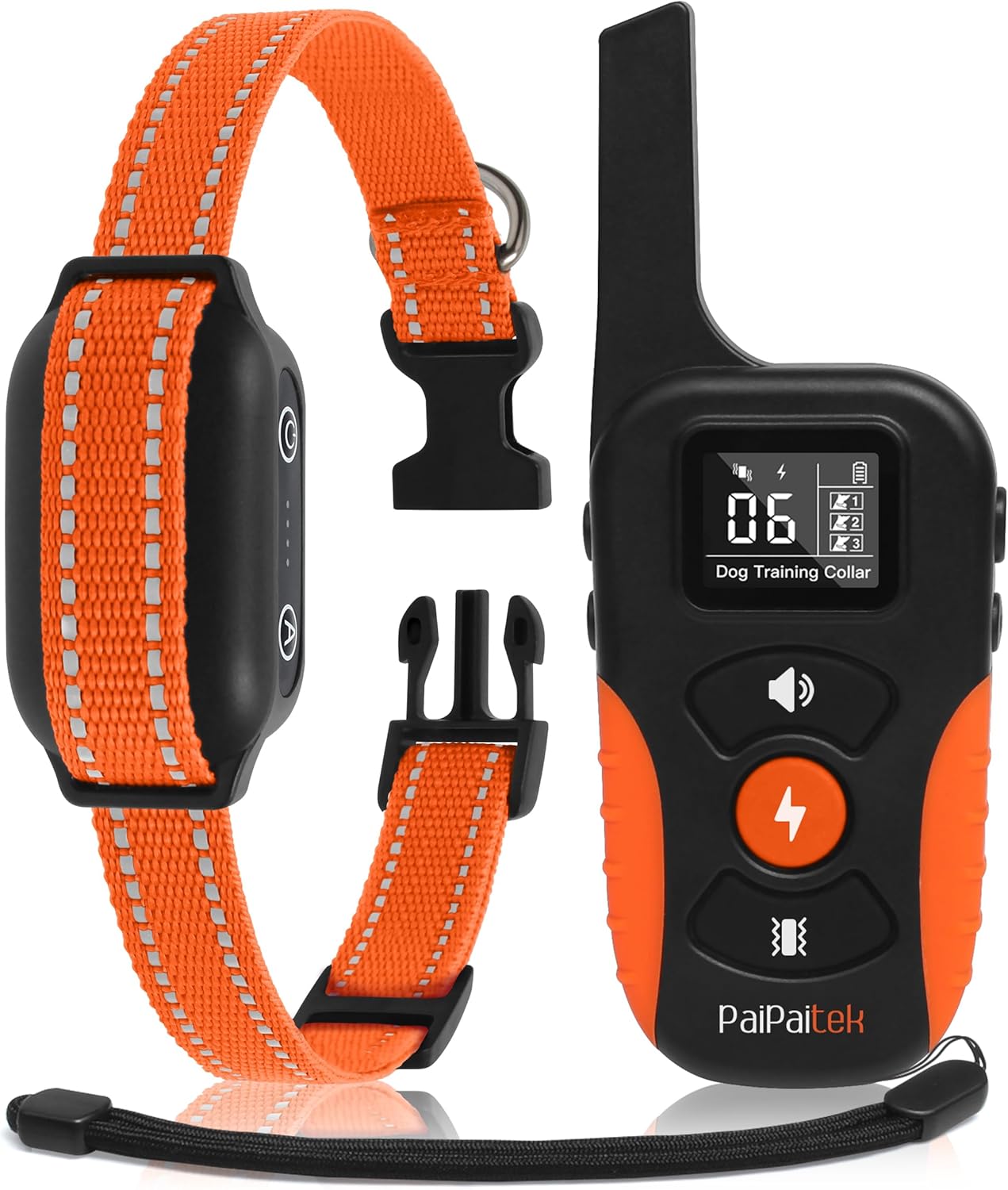 PaiPaitek Bark Activated Shock Collar with Remote – Automatic Bark and Training Collar Combo 3300ft Range, Bark Shock Collar for 40-150lbs Medium Large Dogs – IPX7 Waterproof
