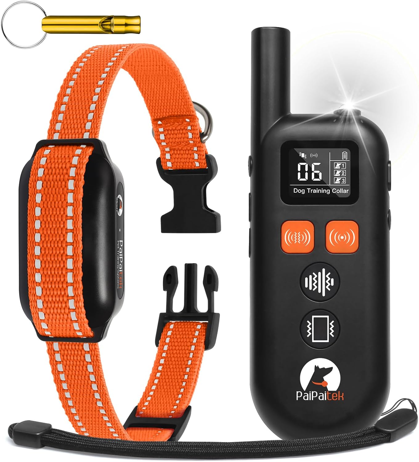 PaiPaitek Vibrating Dog Collar No Shock – 3300ft Dog Training Collar with Remote for 10-120lbs Small Medium Large with Beep, Vibration, Ultrasonic Modes, Security Lock & No Prongs