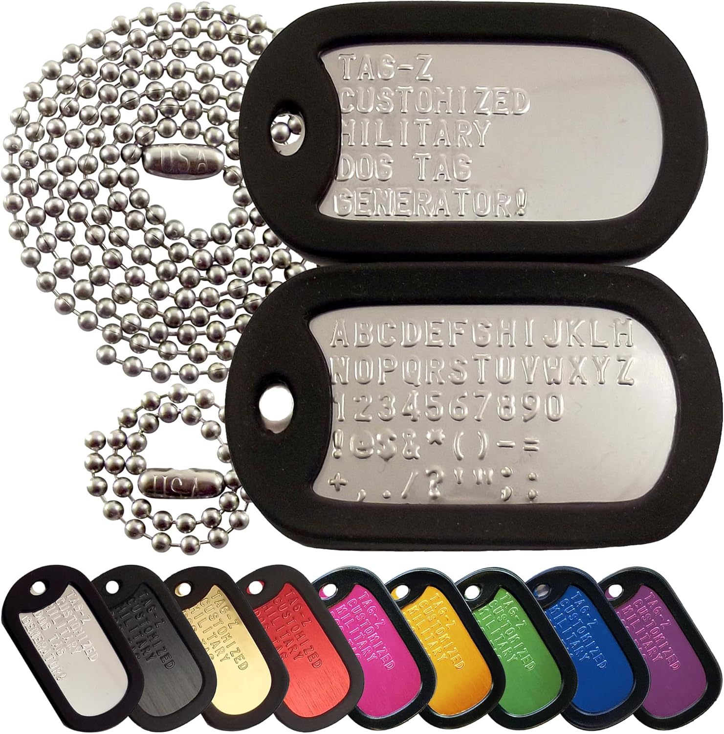 Personalized Military Dog Tags, 304 Stainless Steel, with Silencers and 304 Stainless Steel Military Chains, Replacement ID Tags for Active Duty Soldiers and Veterans