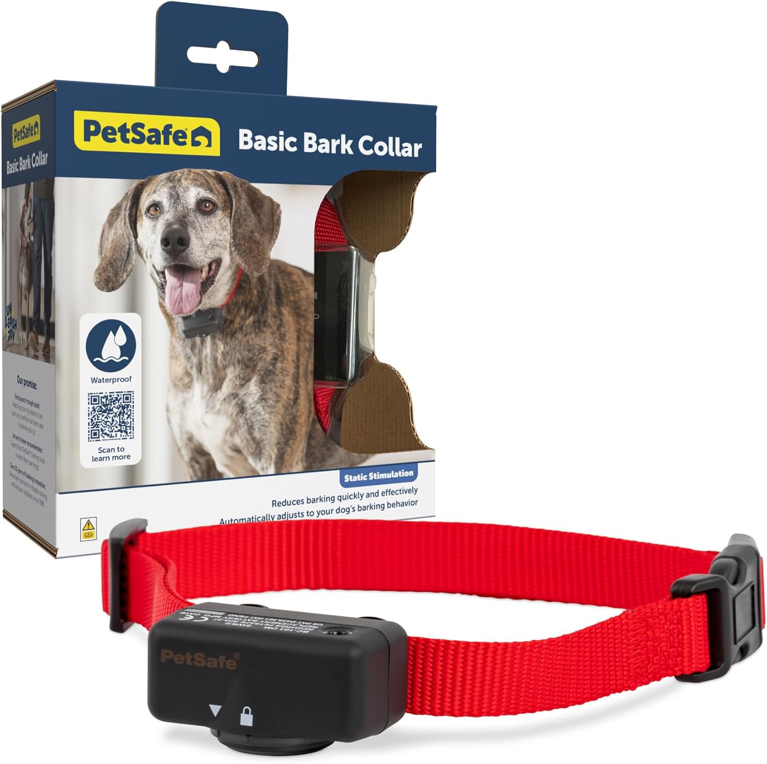 PetSafe Basic Bark Control Collar – Effective & Accurate Bark Detection Collar – Safe & Reliable Training with Multiple Static Stimulation Levels – Waterproof & Battery-Operated
