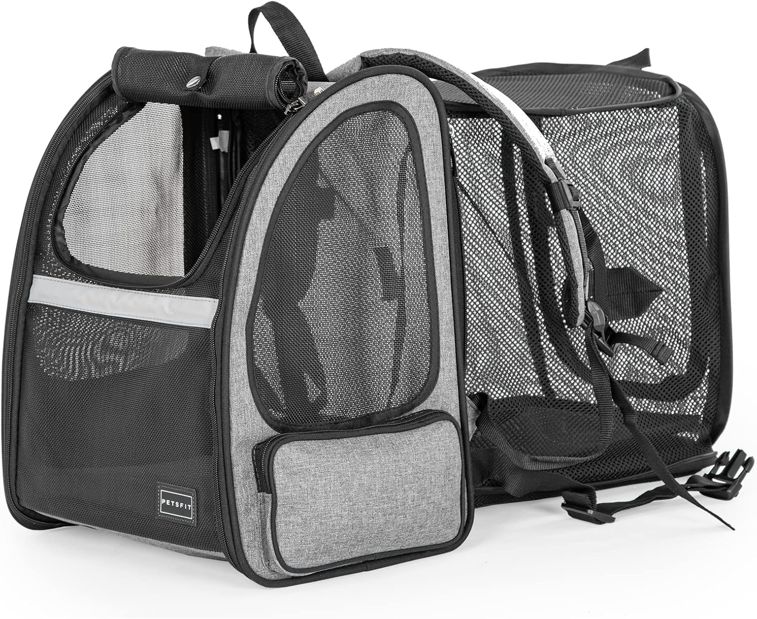 Petsfit Dog Backpack Carrier,Cat Backpacks Expandable with Great Ventilation,Fleece Mat,Perfect for Hiking,Camping Hold Pets Under 22lbs