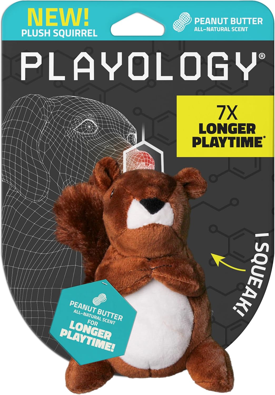 Playology Dog Toys | Plush Toy Squirrel Stuffed Animal for Dogs | Small Peanut Butter Scented Toy – Easy to Clean and Made from Non Toxic Materials