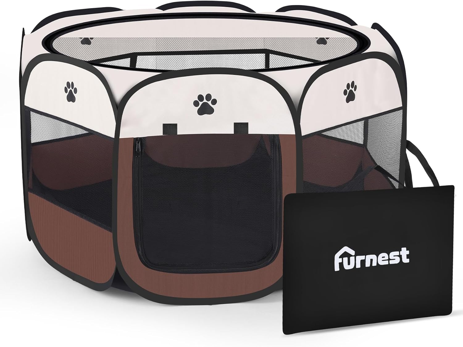 Pop-up Playpen for Puppy, Portable and Foldable Exercise Kennel Tent Crate Indoor/Outdoor Travel Camping, Removable Zipper Top