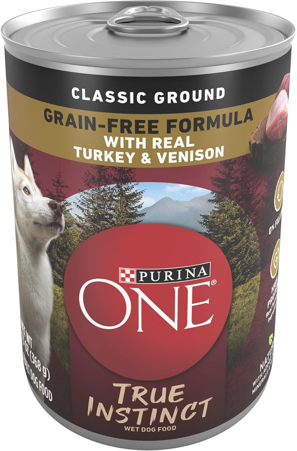 Purina ONE Wet Dog Food True Instinct Classic Ground Grain-Free Formula With Real Turkey And Venison High Protein Wet Dog Food – (Pack of 12) 13 oz. Cans