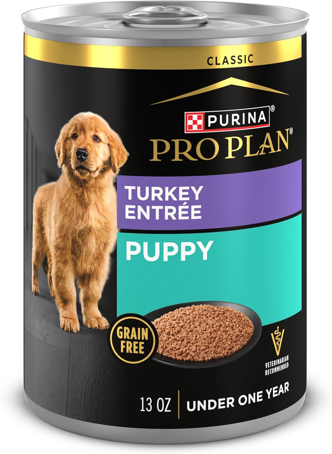 Purina Pro Plan Grain Free Wet Puppy Food, Classic Turkey Entrée – (Pack of 12) 13 oz. Cans