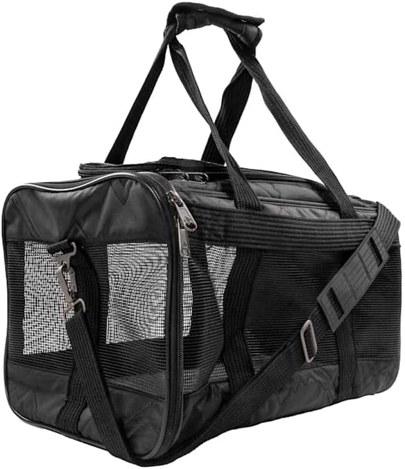 Sherpa Deluxe Guaranteed On Board Soft Sided Dog & Cat Carrier, Black, Medium