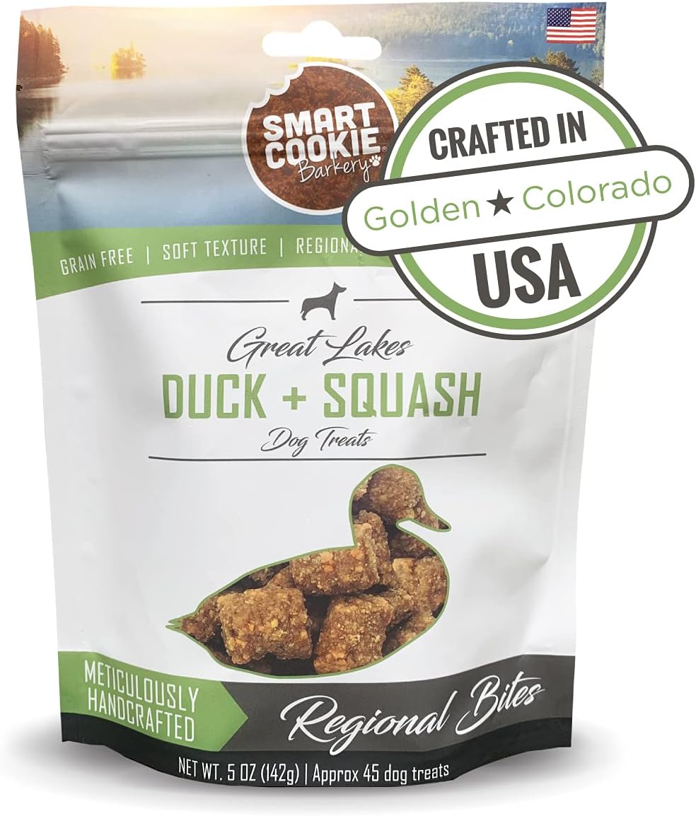 Smart Cookie All Natural Soft Dog Treats – Duck & Squash – Training Treats for Dogs with Allergies or Sensitive Stomachs – Grain Free Dog Treats, Chewy, Human-Grade, Made in USA – 5oz Bag