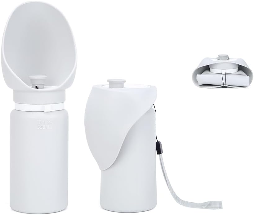 Sprigold Large Dog Water Bottle,Travel Size Leak Proof Portable Soft Silicone Foldable Storage Puppy Water Dispenser for Pets Outdoor Walking, Hiking, Travel(19 oz Grey)