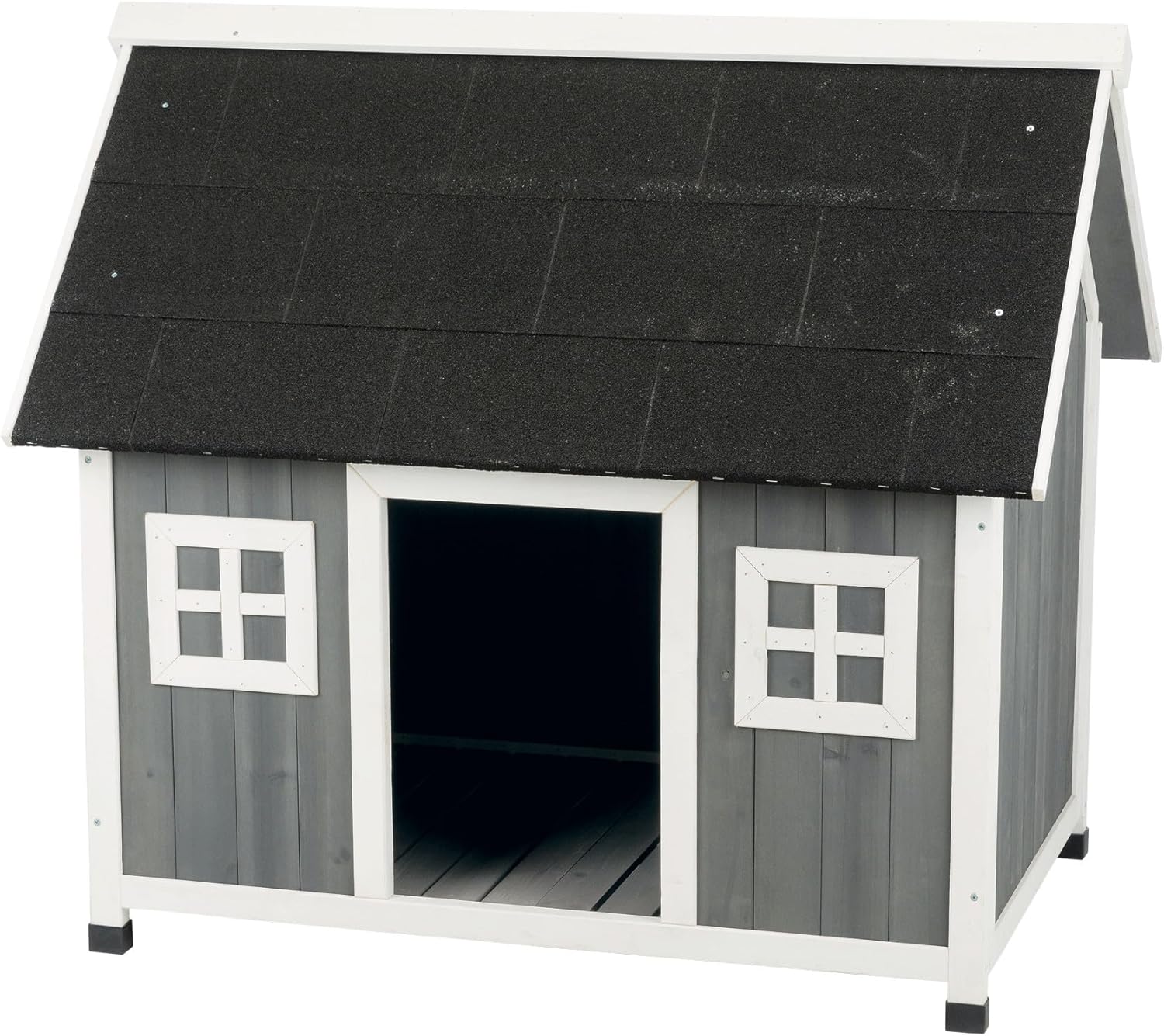 TRIXIE Natura Barn Style Dog House – Outdoor Wooden Shelter for Small to Medium-Sized Dogs – Weatherproof Sealer, Peaked Roof, and Adjustable Legs – 41 x 27.75 x 36 in