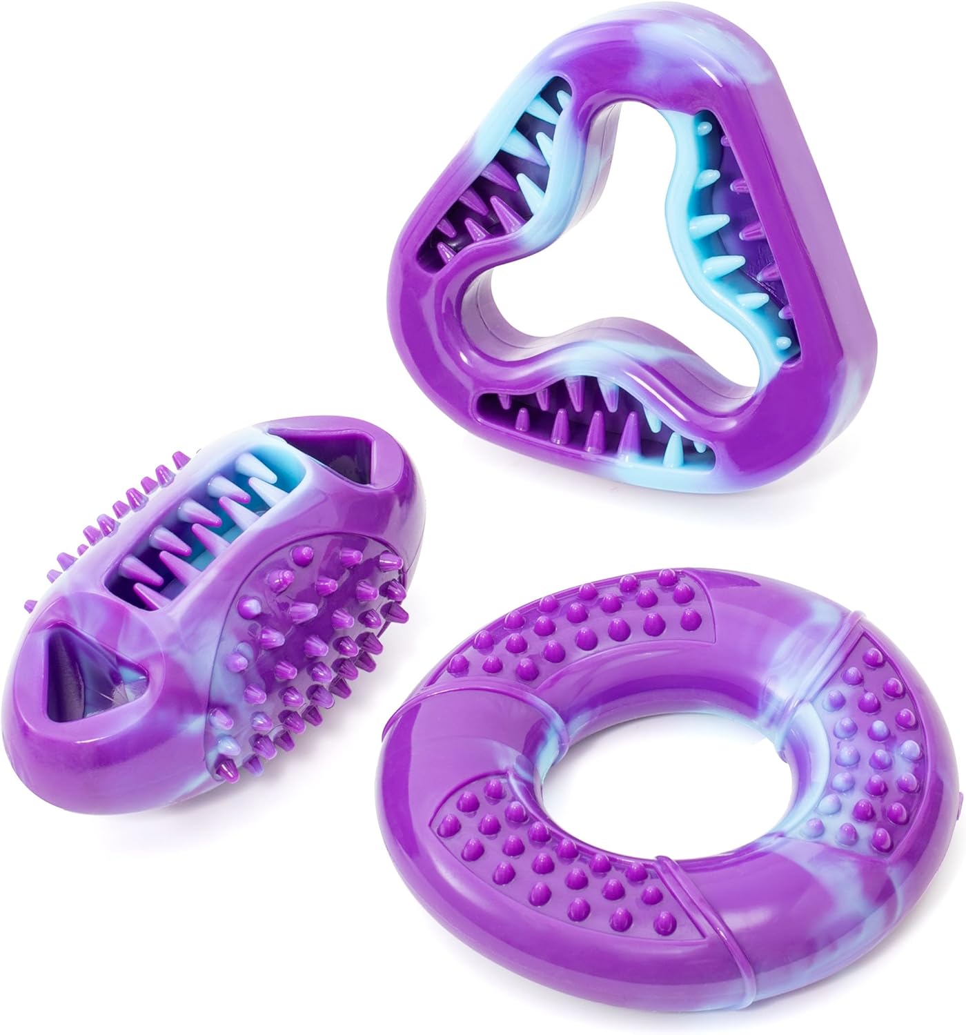 Tough Dog Puzzle Toys for Aggressive Chewers 3 Pack, TPR Safe Indestructible Dog Toy for Small, Medium Chewer Dogs, Keeps Dogs Busy